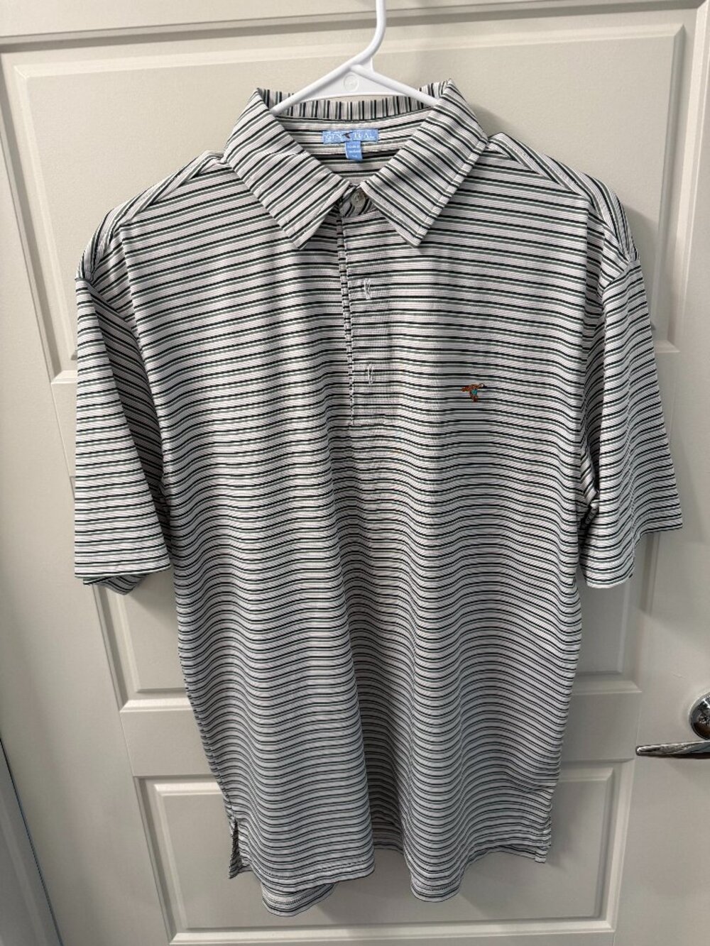 GenTeal Striped Duck Logo Golf Polo Mens M